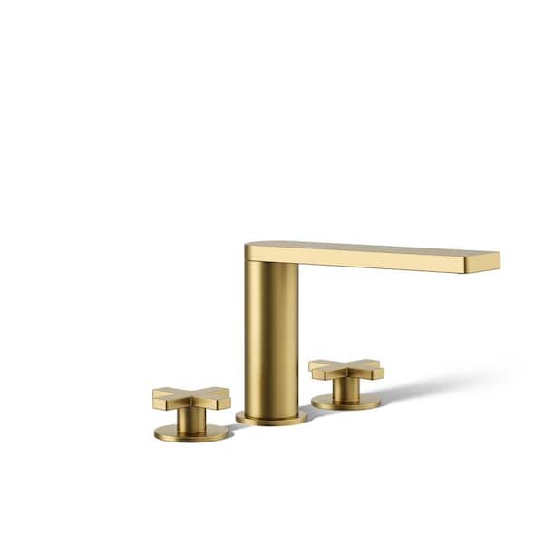 KOHLER Composed 2-Handle Deck-Mount Roman Tub Faucet with Cross Handles in Vibrant Brushed Moderne Brass
