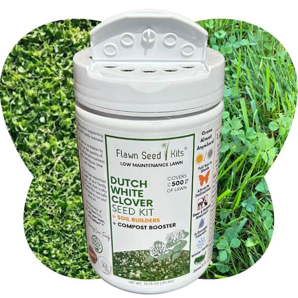 Flawn Seed Kits Dutch White Clover Flower Lawn Seed Kit, Easy Spread Shaker, Low Maintenance, Alt Ground Cover, Covers up to 500 sq. ft.