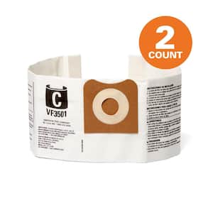 Genuine VF3501 Wet Dry Vac Dry Pick-up Only Dust Bags for 3-4.5 Gallon and HD0600 RIDGID Shop Vacuums, Size C (2-Pack)