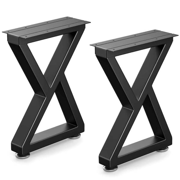 Angel Sar 11.8 in. L x 16 in. H Black Metal Z-Shape Table Legs for Bench and Table (2-Pack)