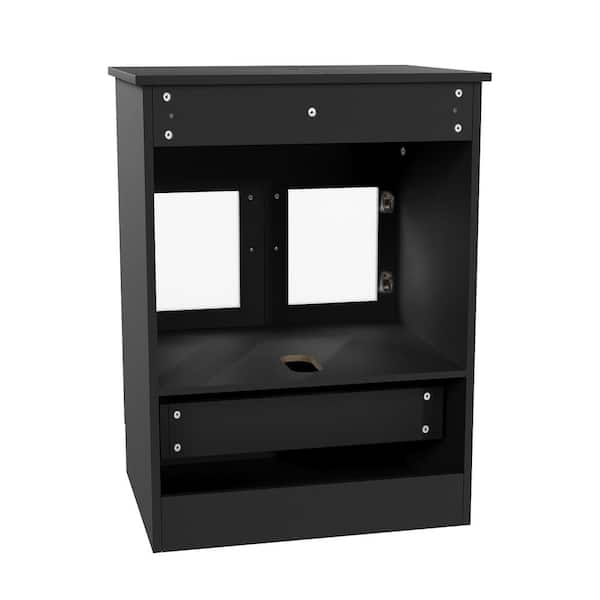 Puluomis 24 in. W x 19 in. D x 32 1/2 in. H Freestanding Bath Vanity with MDF Top with Mirror in Black