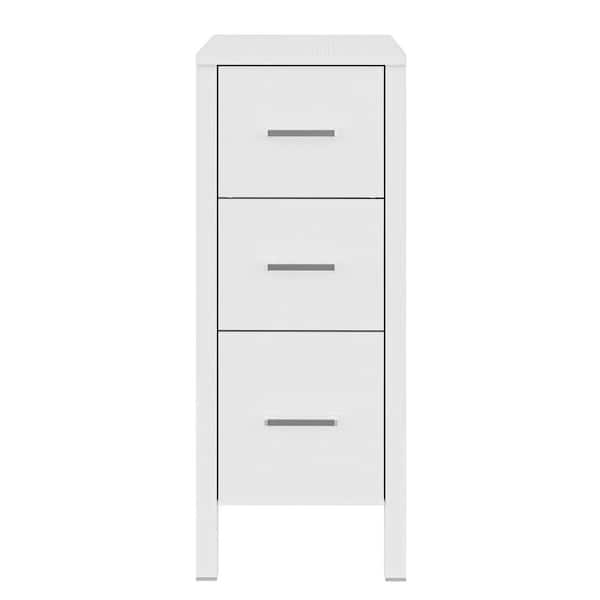 12 in. W x 20 in. D x 30 in. H High Quality White MDF Material Freestanding Linen Cabinet with 3-Drawers in White