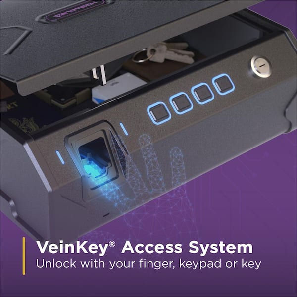 Biometric Top-Entry Vault Safe with Advanced Finger Vein Recognition Access in Matte Black