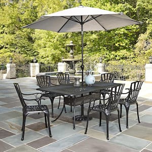 Grenada Stationary Charcoal Gray Cast Aluminum Outdoor Arm Chairs (Set of 2)