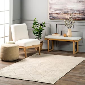 Calista Casual Ivory 5 ft. x 8 ft. Geometric Cotton Area Rug