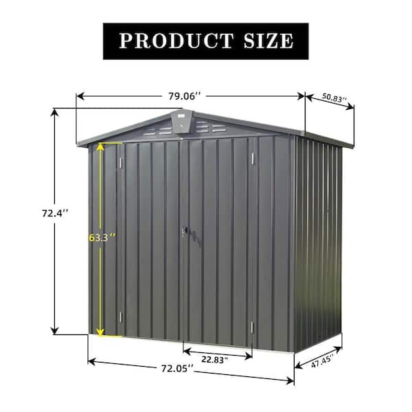 TOM lot s926xh サイズ42 Tileon 6.5 ft. W x 4.2 ft. D Outdoor Metal Shed with Lockable Door