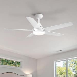 48 in. Indoor White Ceiling Fan with Integrated Dimmable LED Light Kit and Remote Control