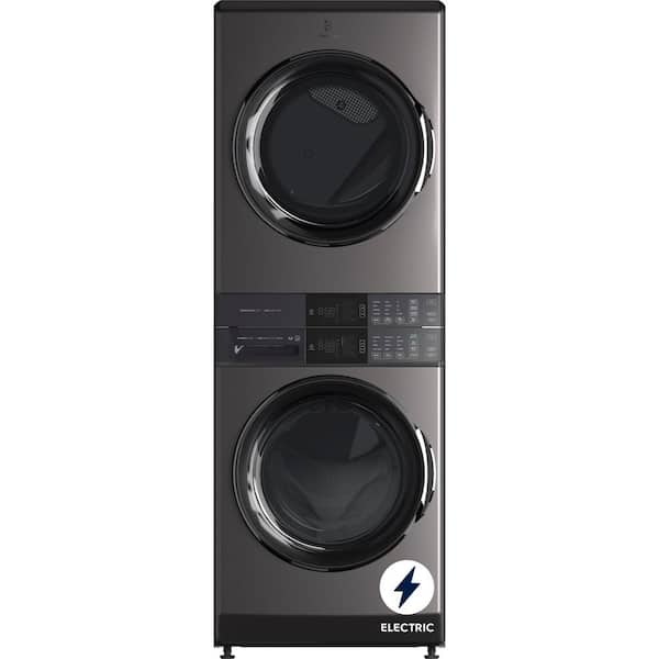 4.5 cu. ft. Stacked Washer and 8.0 cu. ft. Electric Dryer Laundry Tower in Titanium, SmartBoost Premixing, Energy Star