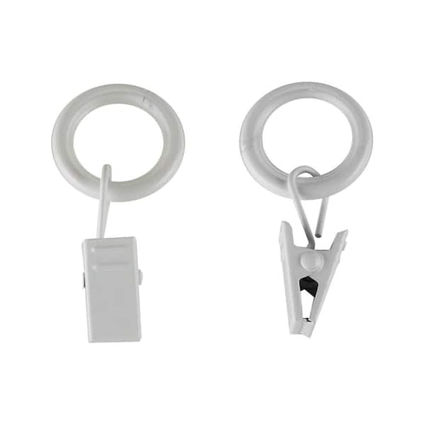 EMOH White Steel Curtain Rings with Clips (Set of 10)