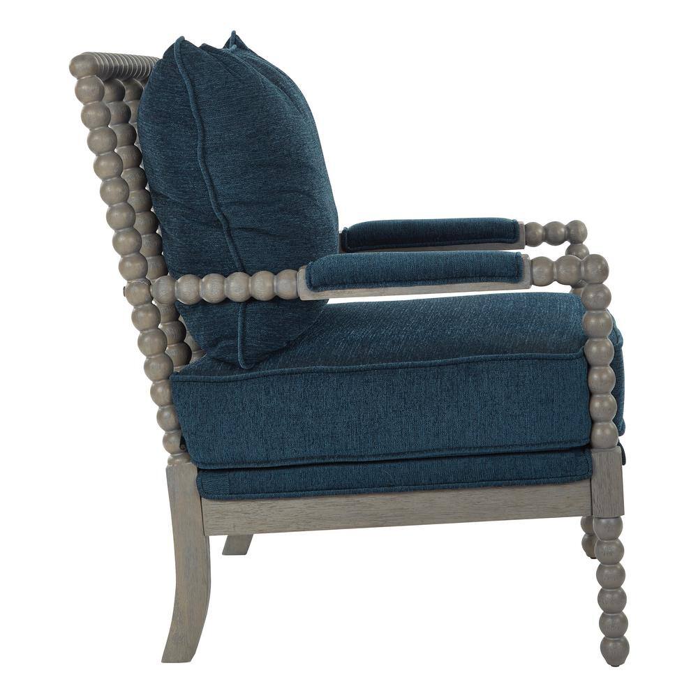 Brushed Gray Farmhouse Accent Chair with Padded Armrests