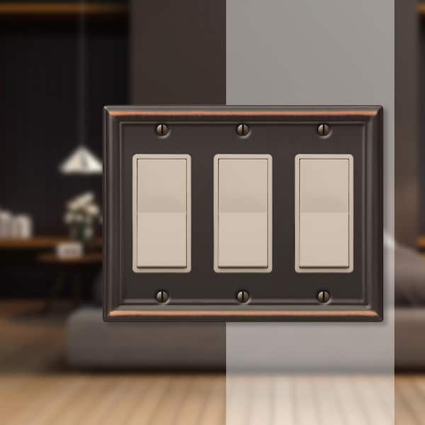 Ascher 3 Gang Rocker Steel Wall Plate - Aged Bronze