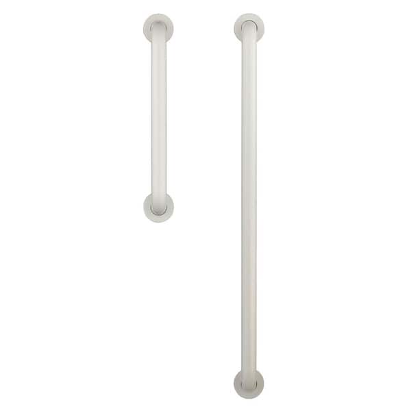 Glacier Bay 18 in. x 1-1/2 in. and 36 in. x 1-1/2 in. Concealed Screw ADA Compliant Grab Bar Combo in White