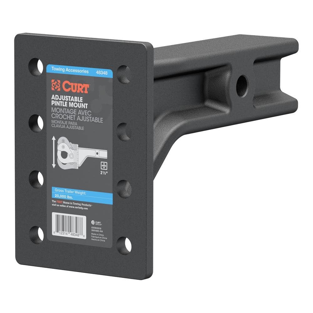 Adjustable Steel Pintle Mount for 2-1/2-Inch Hitch Receiver