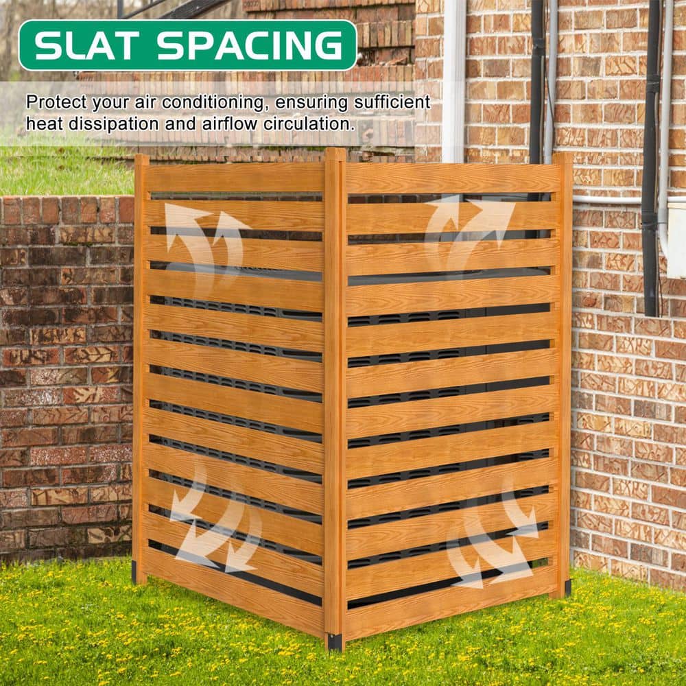 38" x 60" Light Brown Wood Privacy Fence with Metal Stakes