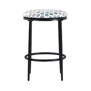 24 in. Ikat Print Backless Metal Frame Cushioned Bar Stool with Upholstery seat (Set of 1)
