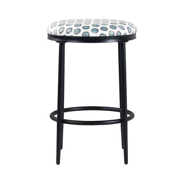 Homepop 24 in. Ikat Print Backless Metal Frame Cushioned Bar Stool with Upholstery seat (Set of 1)