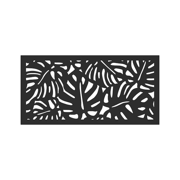DESIGN VU Tropics 4 ft. x 2 ft. Charcoal Recycled Polymer Decorative Screen Panel, Wall Decor and Privacy Panel