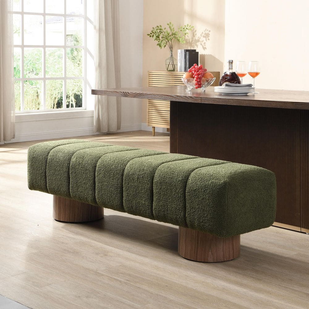 Bronx Modern Boucle Fabric Uphosltered Entryway Ottoman Bedroom Bench, Green price history on PriceWatchPro