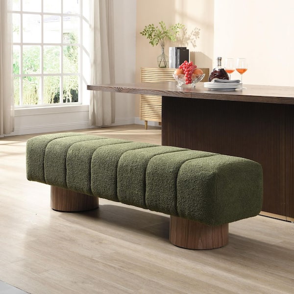 Bronx Modern Boucle Fabric Uphosltered Entryway Ottoman Bedroom Bench, Green