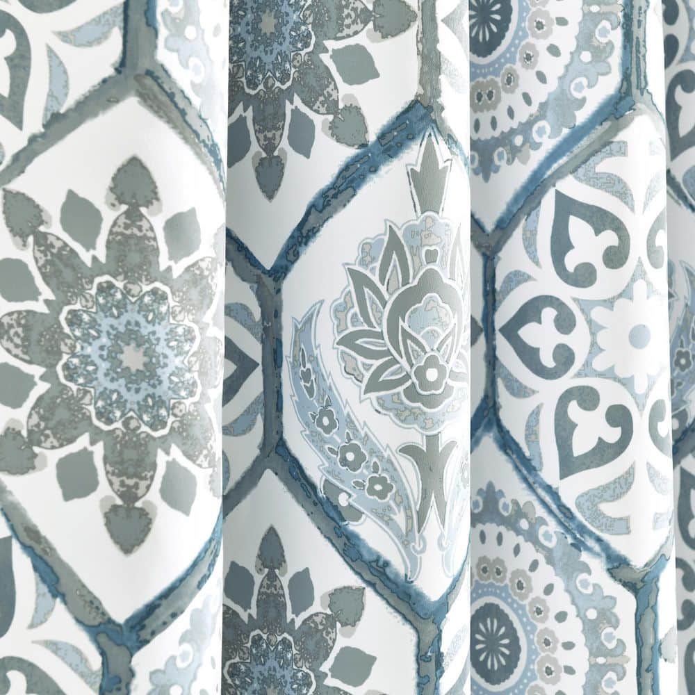 Blue Suzani Pattern Polyester Blackout Window Panels