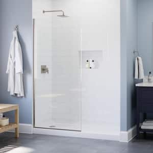 Amal 34 in. W x 72 in. H Frameless Shower Door Screen in Brushed Nickel with 3/8 in. (10 mm) Clear Glass