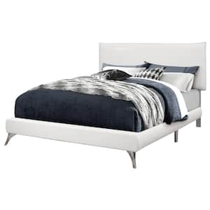 White Leather-Look Queen Size Bed