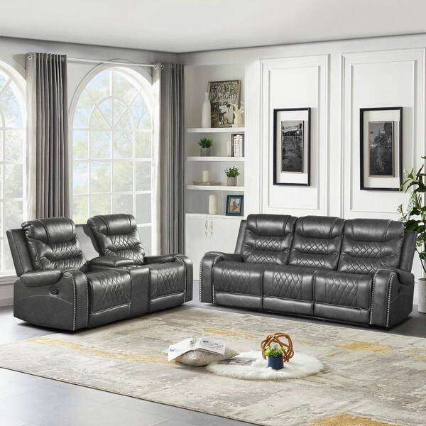 Lazzara Bergen 86.5 in. W Straight Arm Faux Leather Rectangle 2