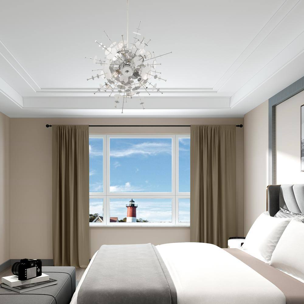 Polished Chrome 6-Light Globe Chandelier with Glass Discs