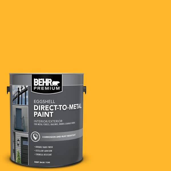 BEHR PREMIUM 1 gal. #P260-7 Extreme Yellow Eggshell Direct to Metal Interior/Exterior Paint