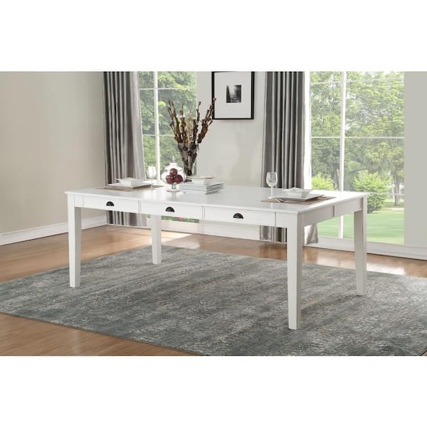 Acme Furniture Renske Antique White Dining Table 71850 The Home Depot