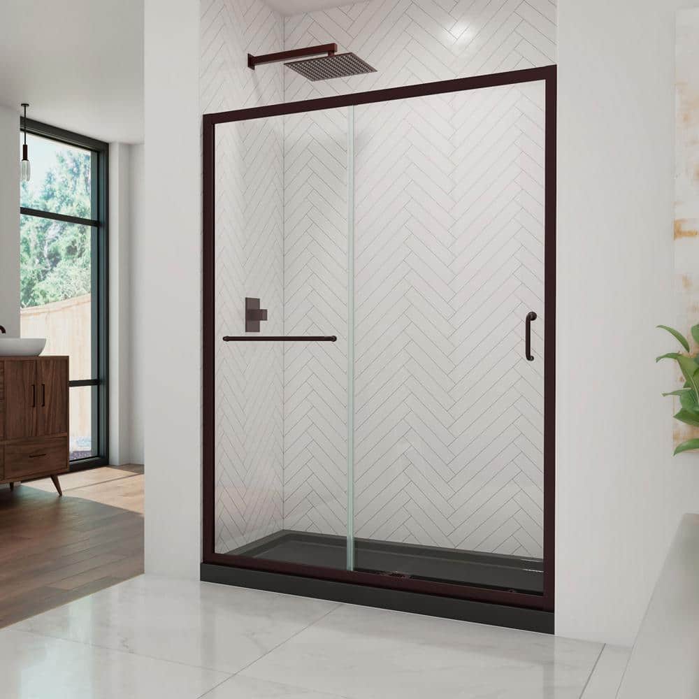 Infinity-Z 54" Clear Glass Sliding Shower Door with Oil Rubbed Bronze Frame