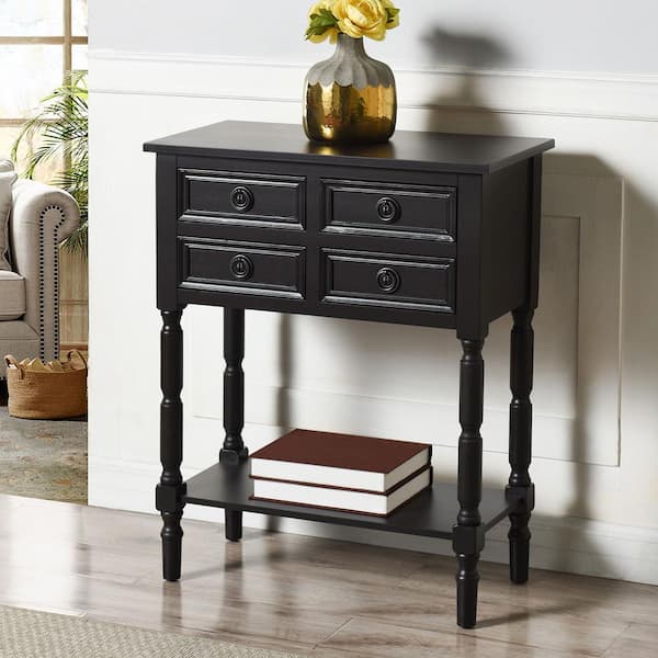 StyleCraft Barrett 23.5 in. Black Rectangle MDF Console Table