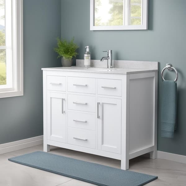 Wyndham Collection Beckett 42 in. W x 22 in. D Single Vanity in White ...