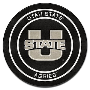 Utah State Black 2 ft. Round Hockey Puck Accent Rug