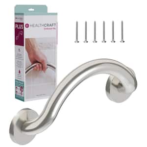 Plus, 14 in. Concealed Screw Grab Bar Crescent Ring, Decorative Grab Bar ADA Compliant in Brushed Stainless