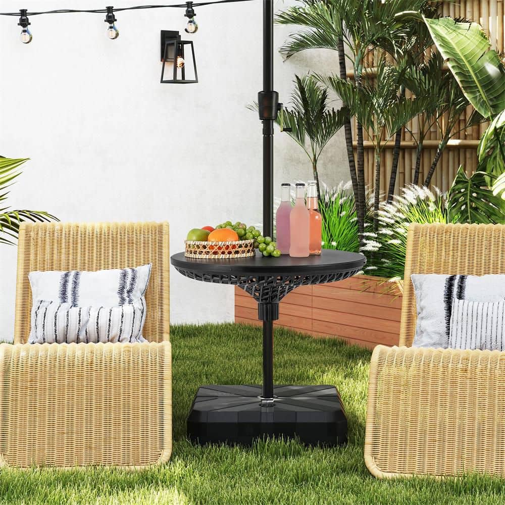 23 in. Black Round Plastic Patio Picnic Table Tray Outdoor Adjustable Umbrella Table price history on PriceWatchPro