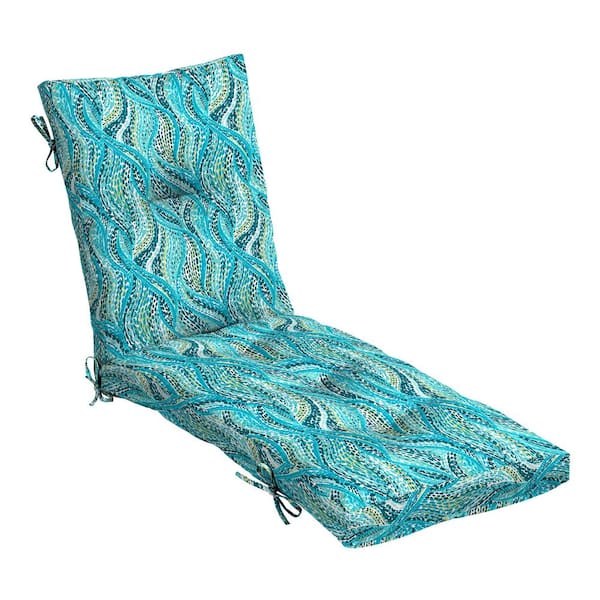 Outdoor Plush Modern Tufted Chaise Cushion, Rain-Proof, Tufted Cushion for Chaise Lounger Teal Ariel
