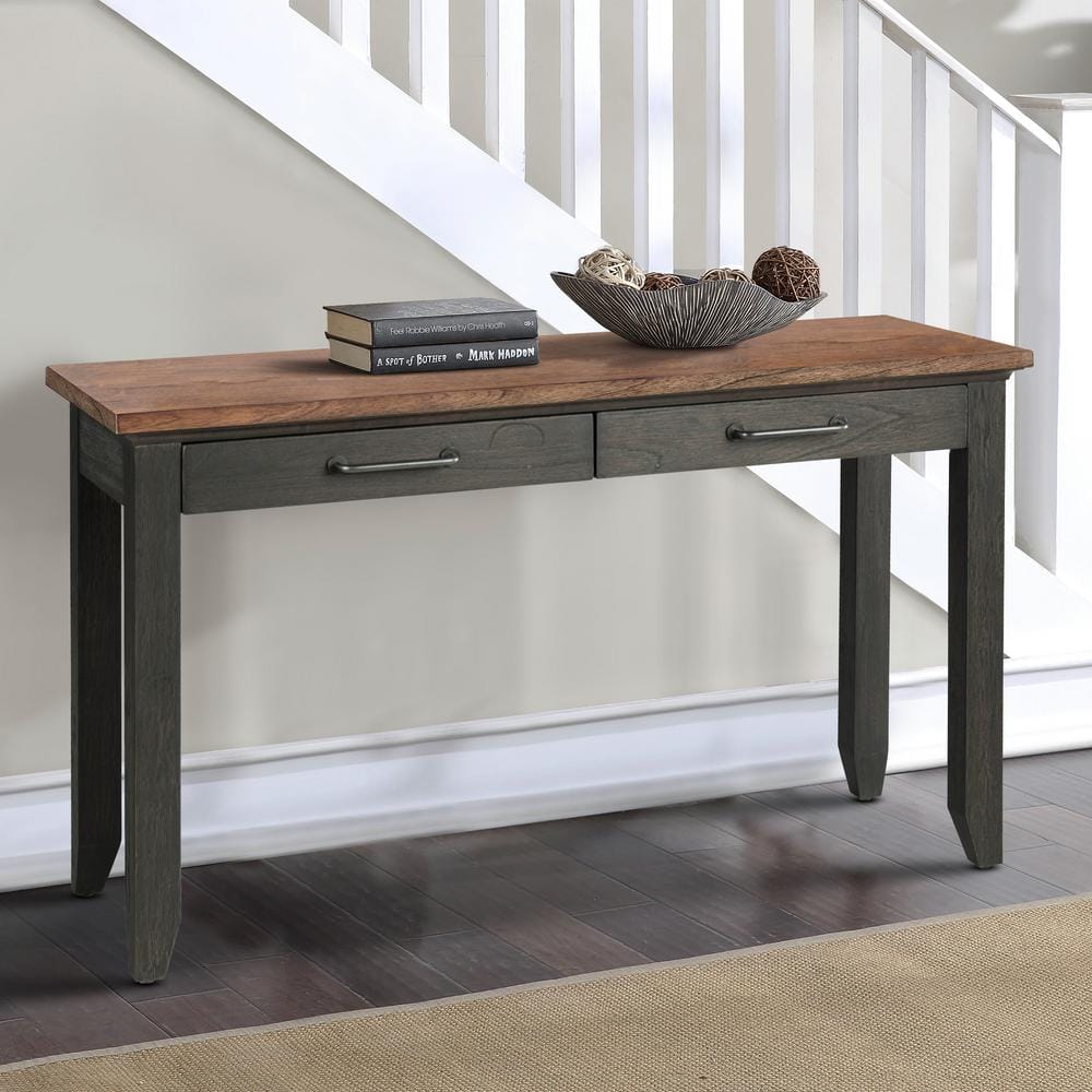 Bear Creek Rustic Two-Tone Rectangular Sofa Table with Storage