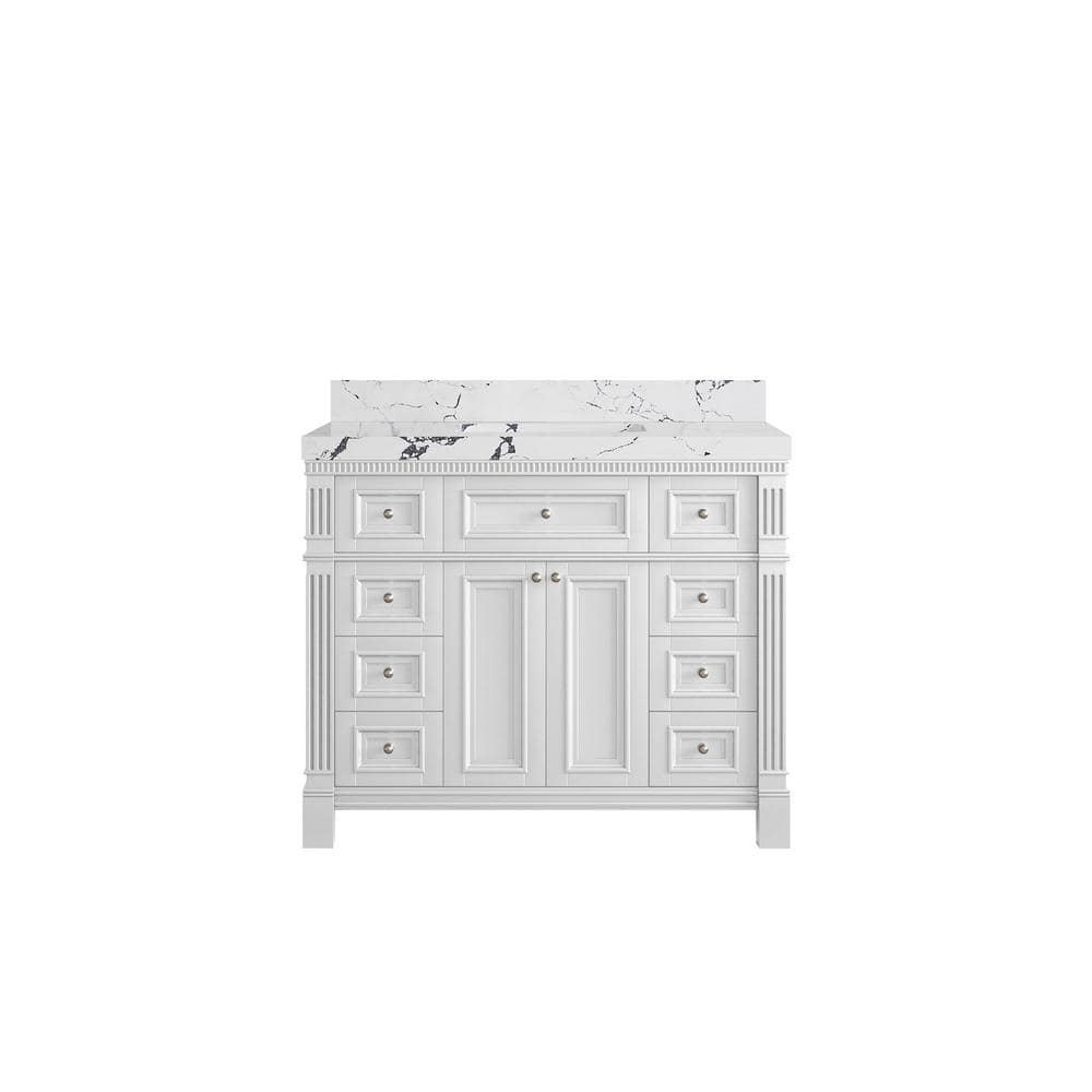 Paris 42 in. W x 22 in. D x 36 in. H Single Sink Bath Vanity in White with 2 in. Viola Night qt. Top price history on PriceWatchPro