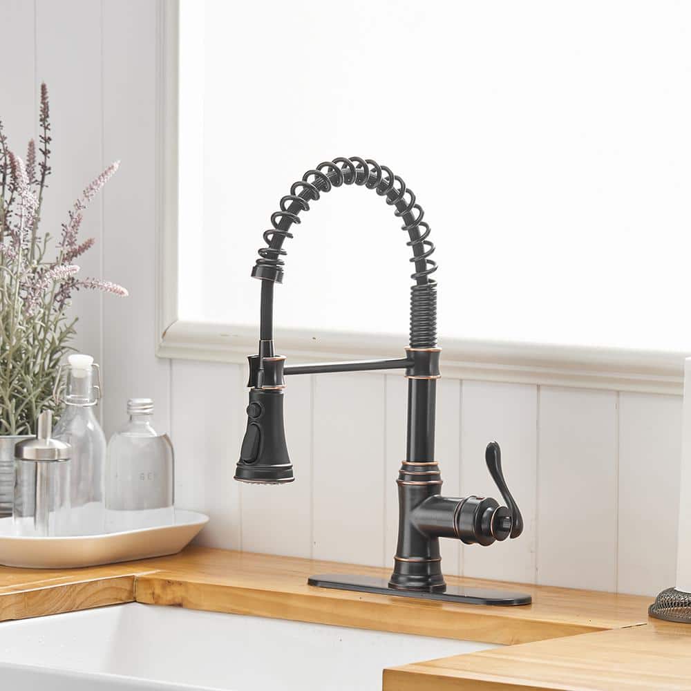 Oil Rubbed Bronze Pull-Down Kitchen Faucet with Spray