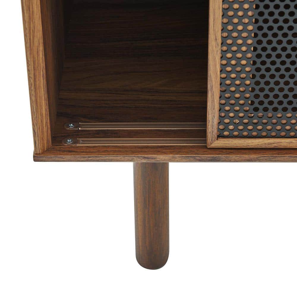 Urban Flair 59" Walnut Sideboard with Sliding Metal Mesh Doors