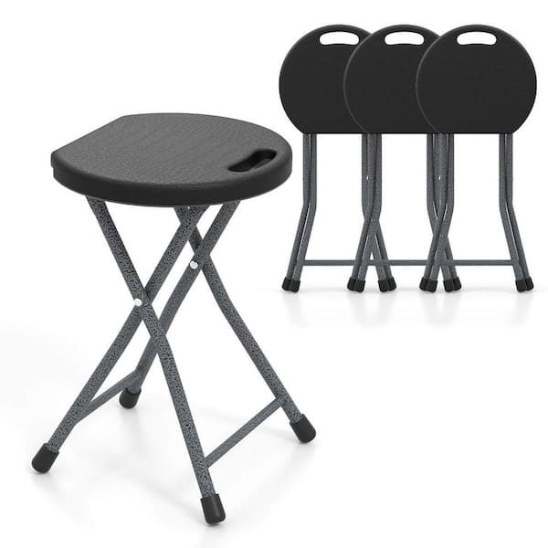 Gymax 4-pcs 18 in. H Folding Stool Portable and Foldable Camping Chair w/Built-in Handle