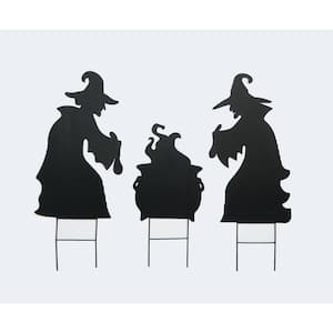 15 in. Silhouette Witches Stirring Pot On 6 in. Metal Stake