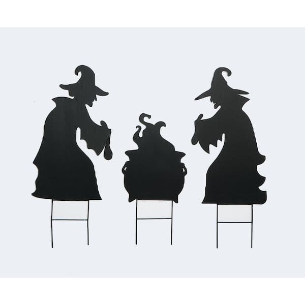 Unbranded 15 in. Silhouette Witches Stirring Pot On 6 in. Metal Stake
