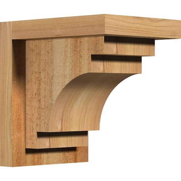 Ekena Millwork 6 in. x 8 in. x 8 in. Western Red Cedar Mediterranean Rough Sawn Corbel with Backplate