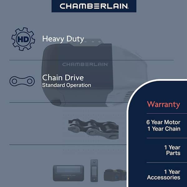 1/2 HP Heavy-Duty Chain Drive GDO w/myQ Smart Garage Control w/WiFi Hub