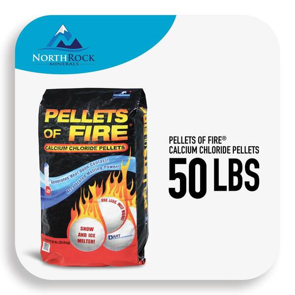 Pellets of Fire 50 Lb. Calcium Chloride Ice and Snow Melt + Deicer, Works  to -25°F CP50 - The Home Depot