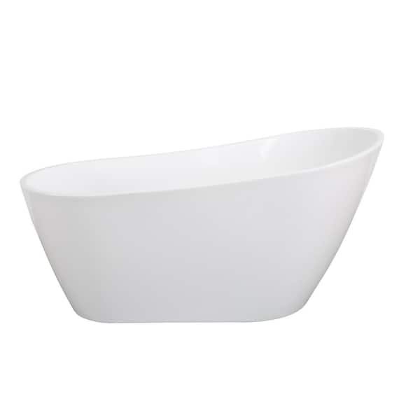 67 in. x 32 in. Acrylic Freestanding Soaking Bathtub with Reversible Drain in Glossy White