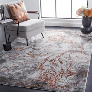 Craft Gray/Red 5 ft. x 8 ft. Abstract Marble Area Rug