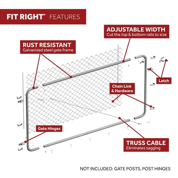 Fit-Right Fit Right 4-ft H x 6-ft W Galvanized Metal Walk-thru Chain Link Fence Gate Kit with Mesh Size 2-in